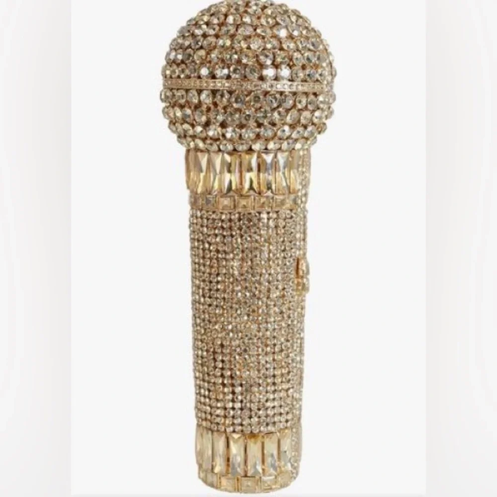 NWT Sparkling Bling Swarovski Crystal Microphone Bag Purse + Free Gift